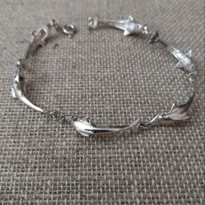 Sterling Silver Dolphin Link Bracelet